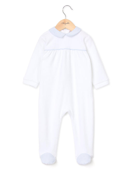 dors bien velours col carré blanc/vichy ciel