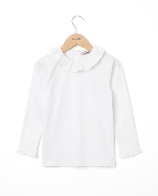 tee shirt volanté blanc ml blanc/blanc