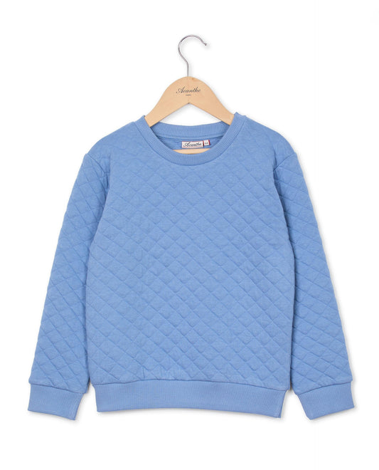 sweat col rond molletonné Bleu