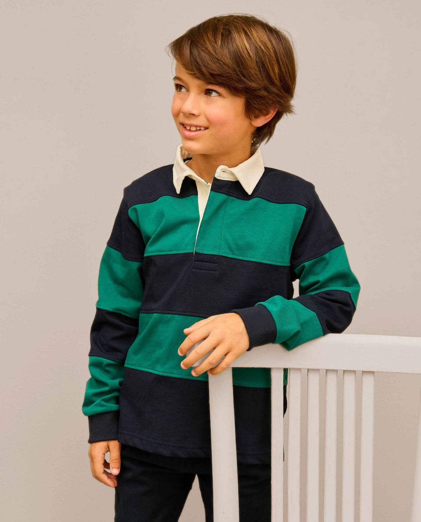 polo rugby ml bleu/vert