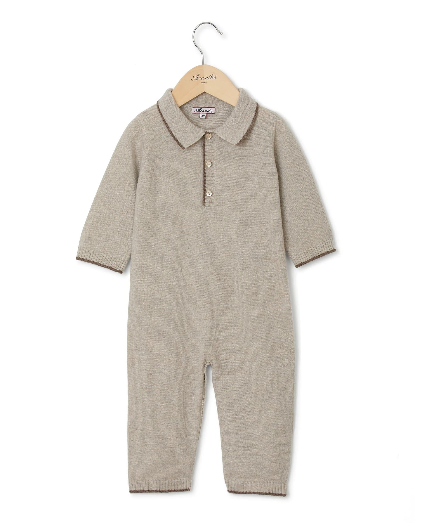 combi col polo Naissance 90 laine-10 cachemire Beige