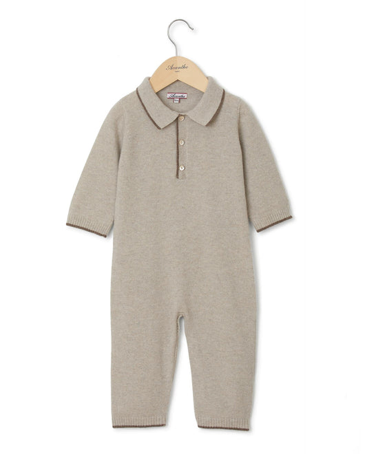 combi col polo Naissance 90 laine-10 cachemire Beige