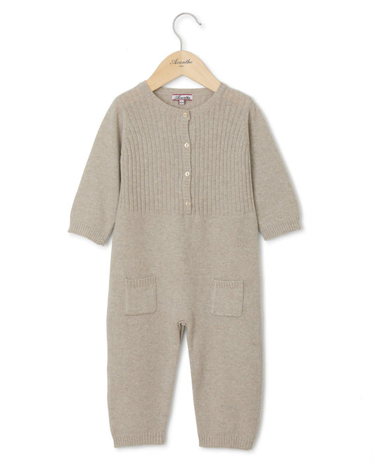 combi col rond Naissance 90 laine-10 cachemire Beige
