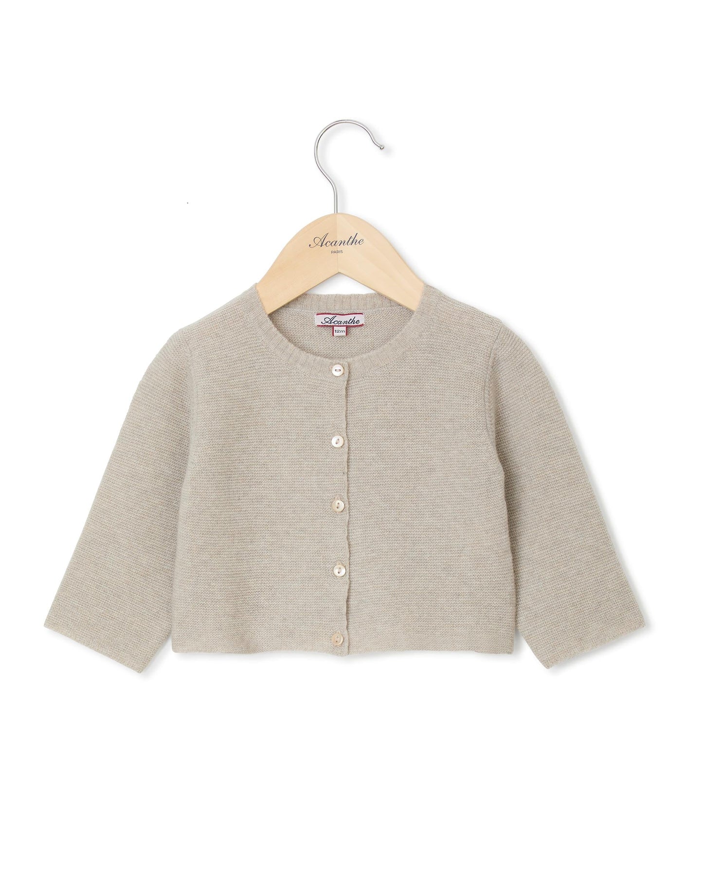 cardigan col rond Naissance 90 laine-10 cachemire Beige