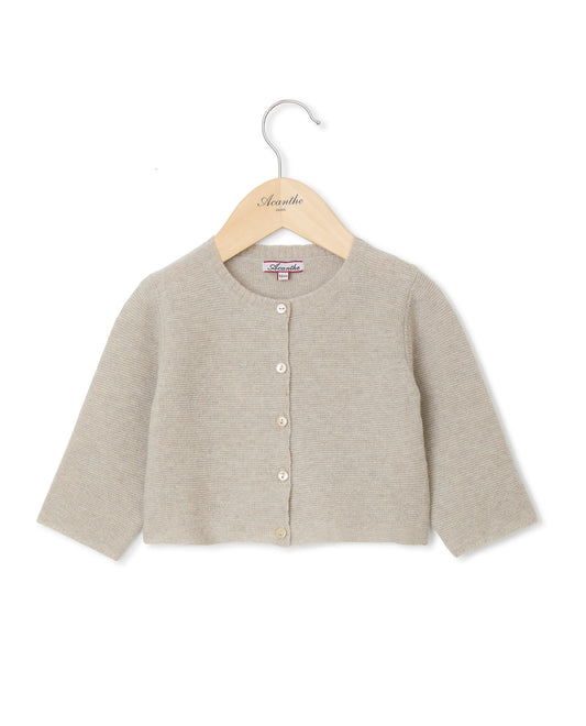 cardigan col rond Naissance 90 laine-10 cachemire Beige
