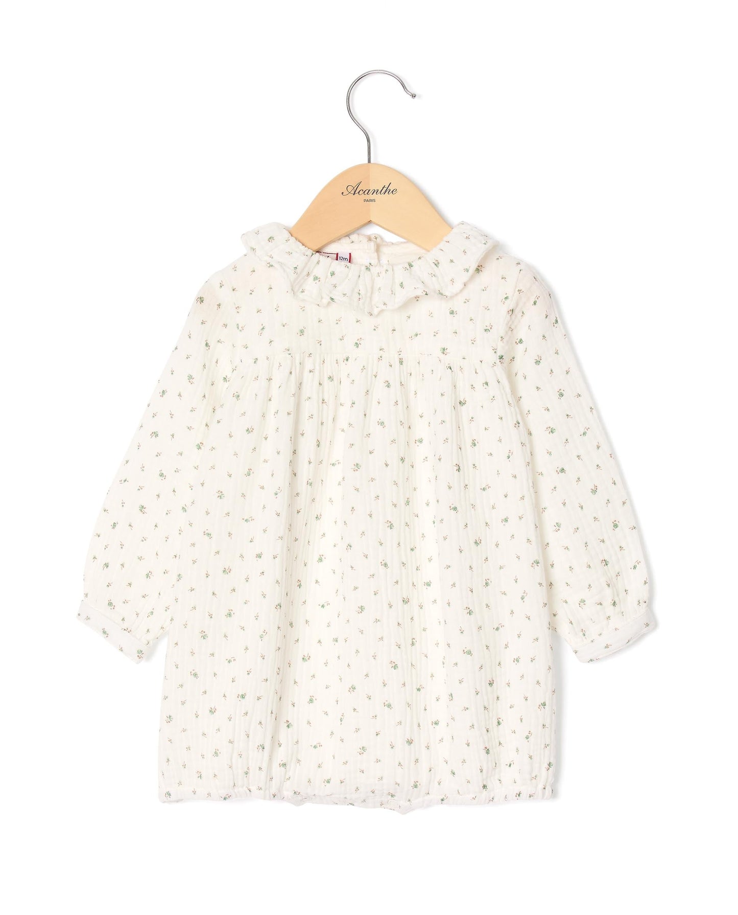 barboteuse gaze de coton col volanté imprimé fleurs