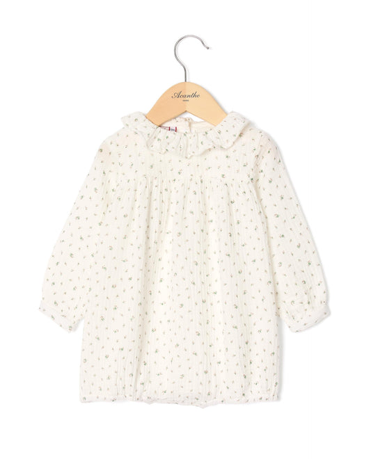 barboteuse gaze de coton col volanté imprimé fleurs