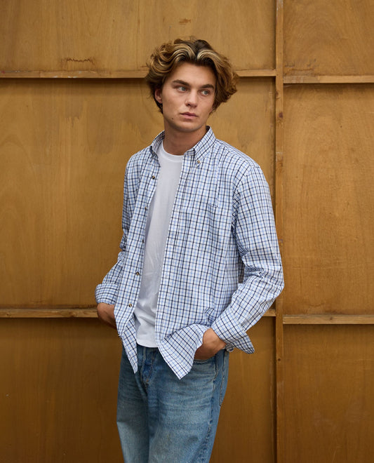 chemise CB regular carreaux bleu/marine