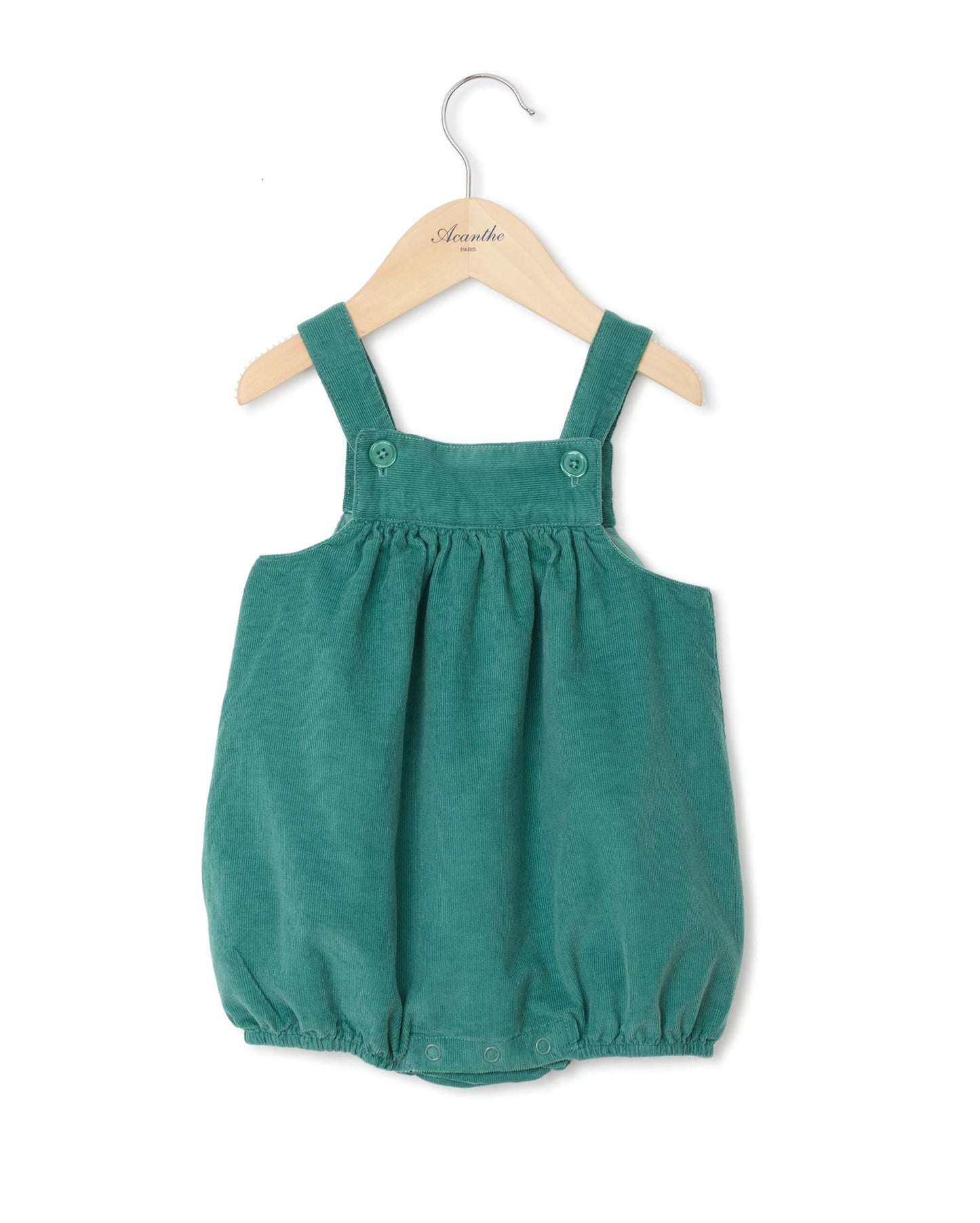 barboteuse bretelles velours Vert