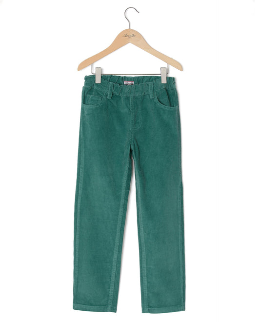 pantalon élastiqué velours Vert