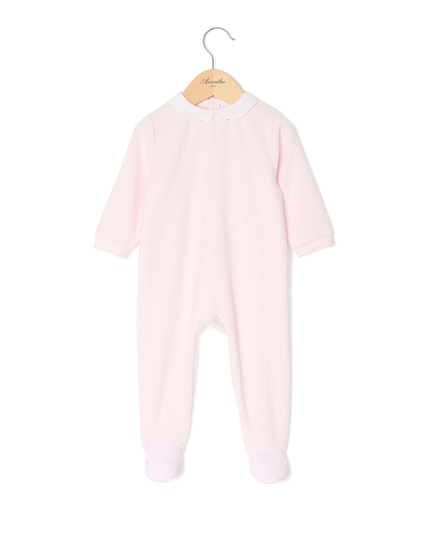 dors bien velours col rond rose/blanc