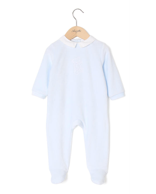 dors bien velours col carré ciel/blanc