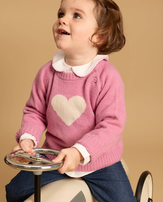 pull col rond jacquard coeur