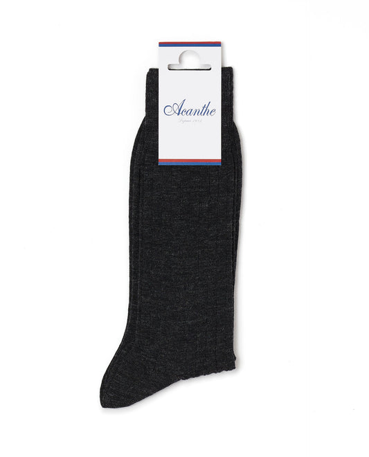 chaussettes merinos cotes plates courte Anthracite
