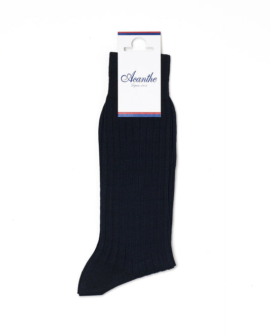 chaussettes merinos cotes plates courte Marine