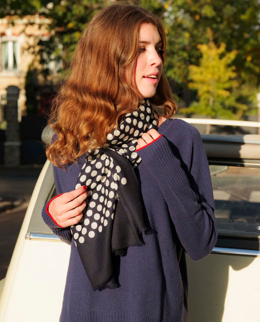 Echarpe imprimé pois Marine