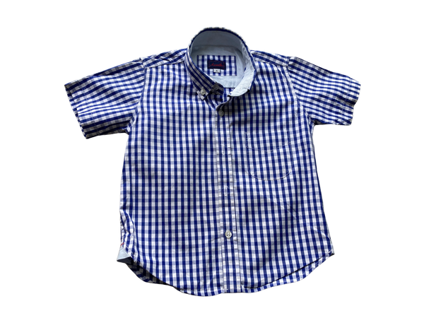 Chemise manches courtes à carreaux bleus et blancs