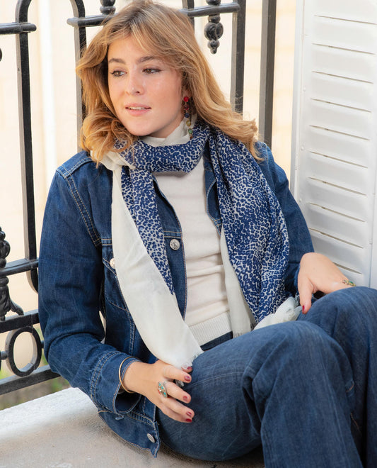 écharpe imprimée laine imprimé panthère