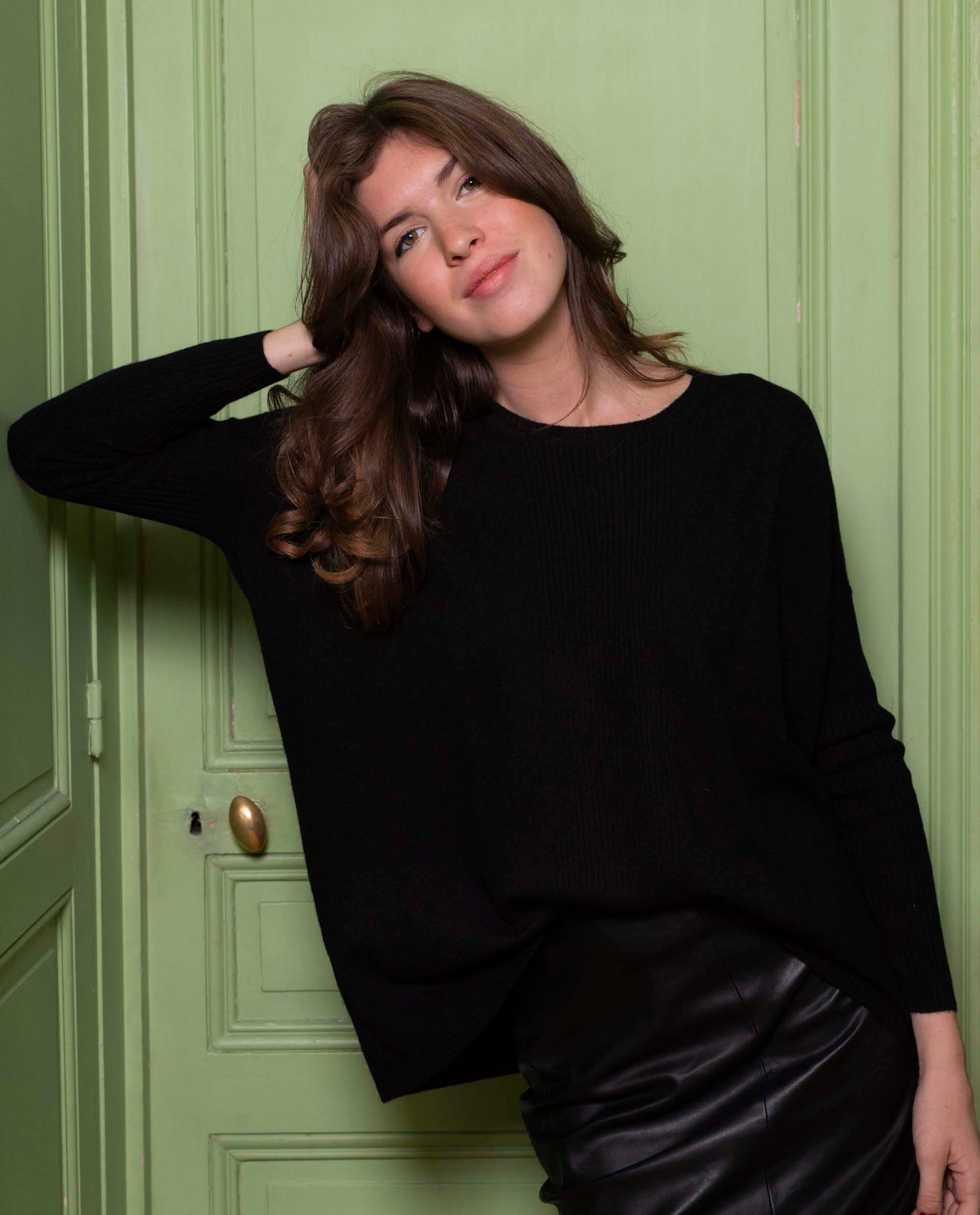 Pull poncho 100 cachemire Noir