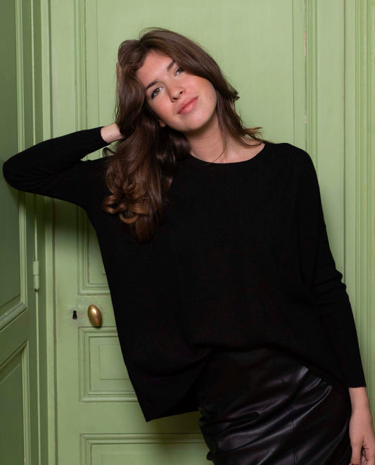 Pull poncho 100 cachemire Noir