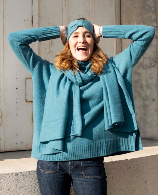 Echarpe 100 cachemire Vert grisé