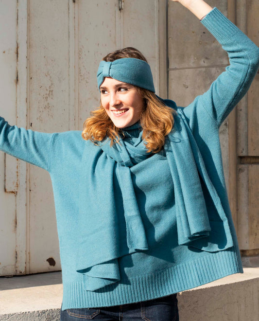 Bandeau 100 cachemire Vert grisé