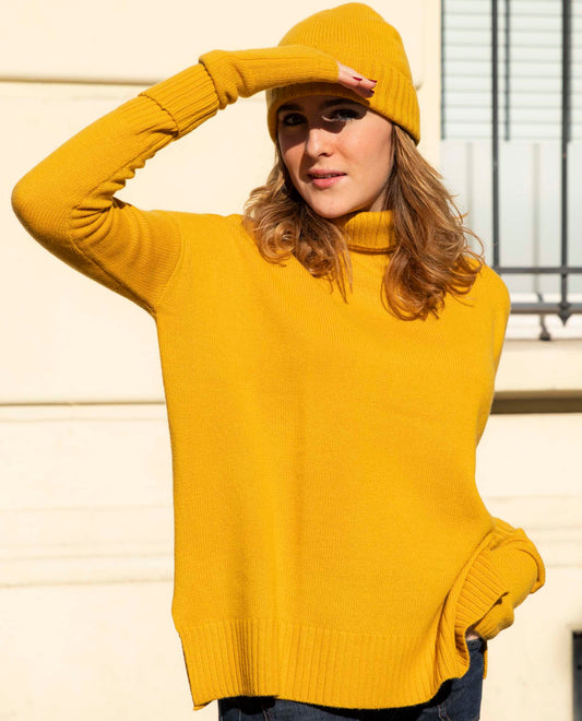 Bonnet 100 cachemire Jaune