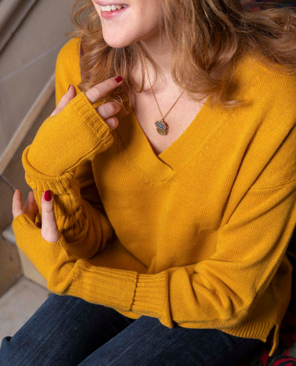 Mitaines 100 cachemire Jaune