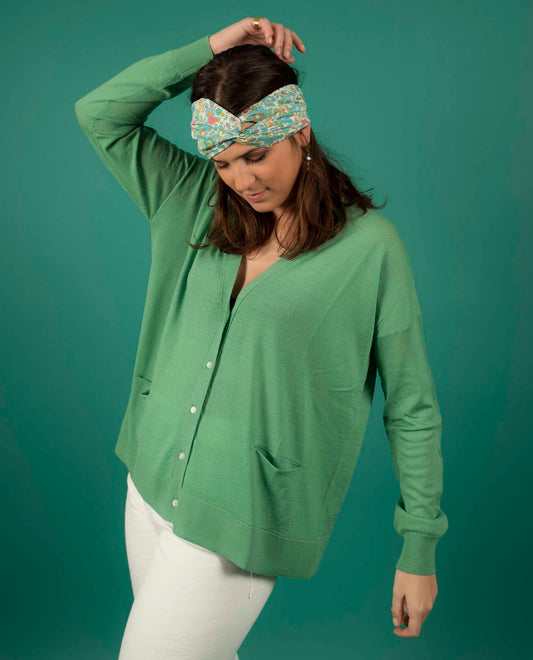 cardigan loose mérinos Vert