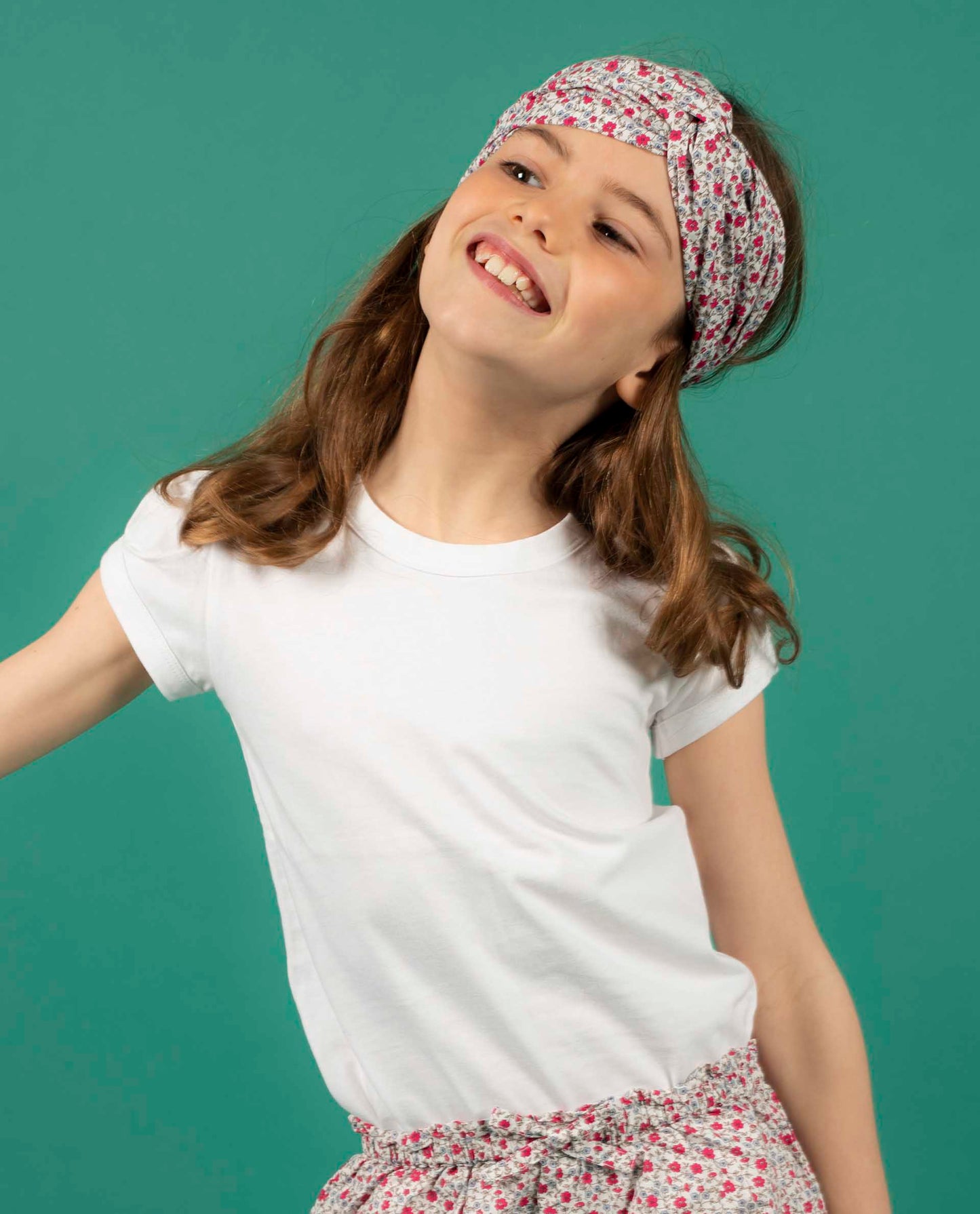 bandeau imprimé fleur fushia