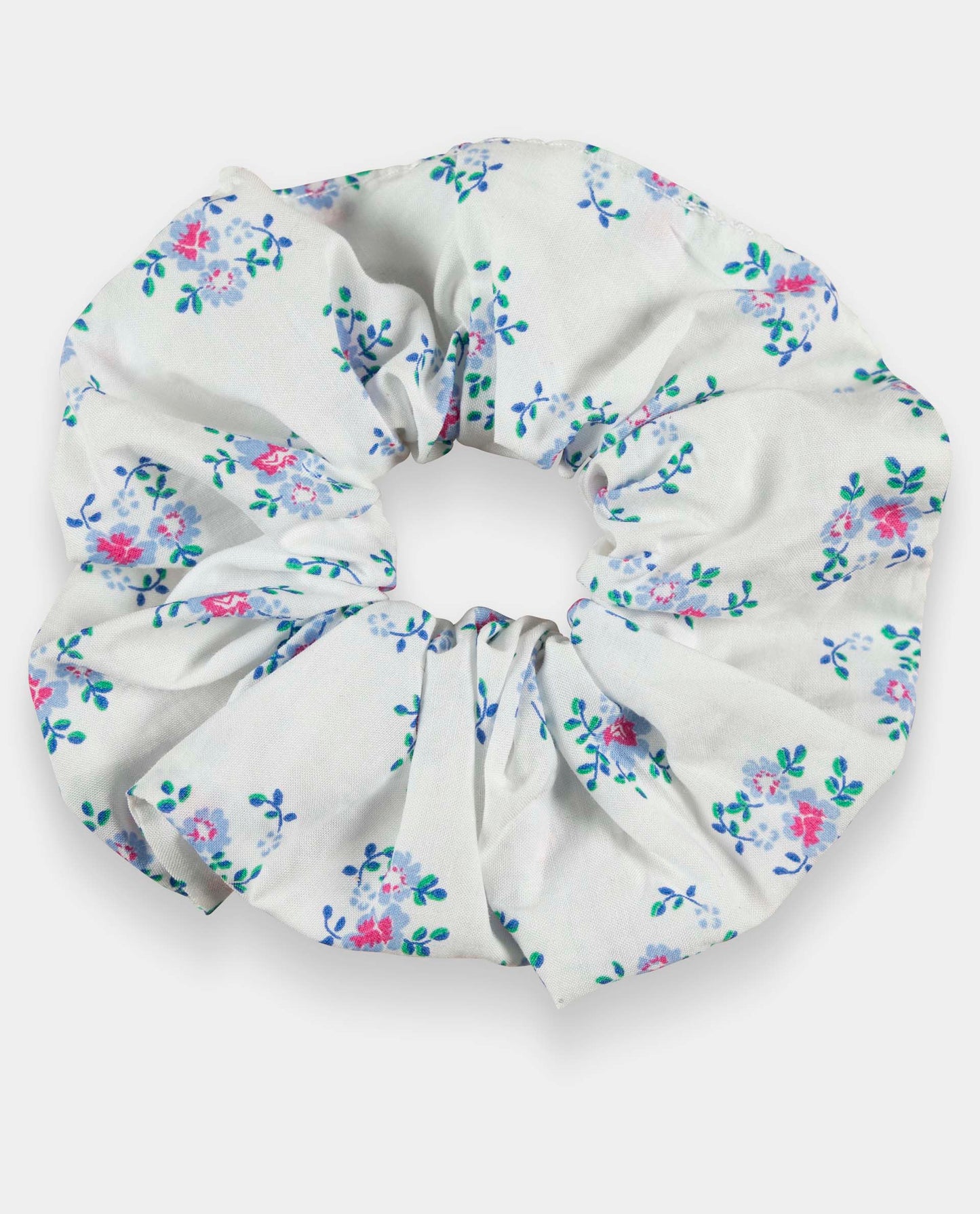 chouchou imprimé fleur ciel/rose