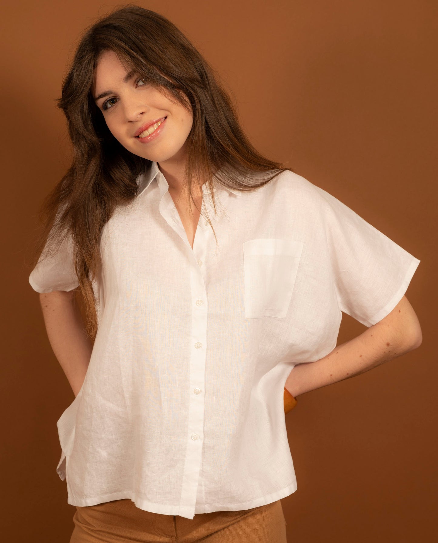 chemisier oversize lin Blanc