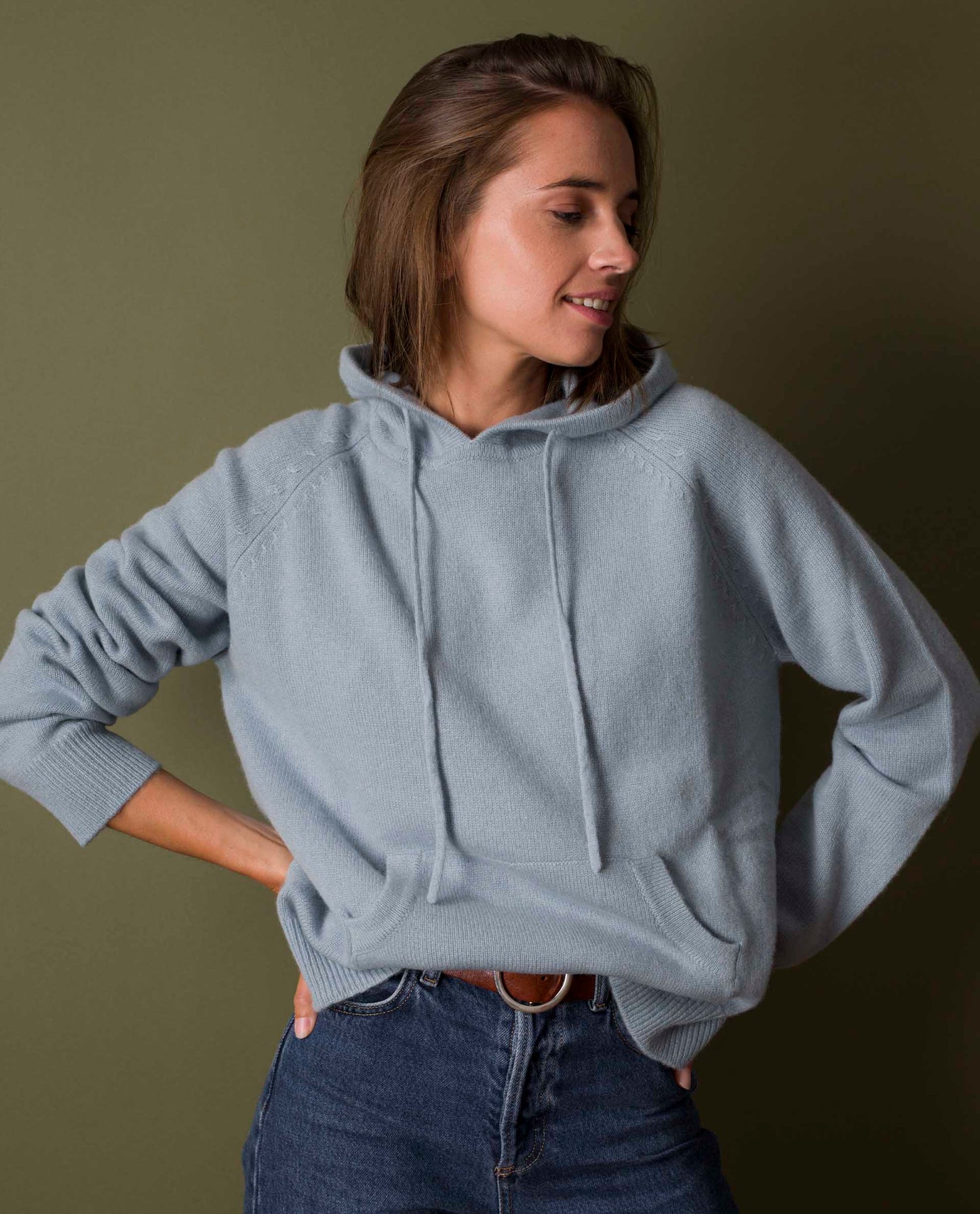 hoodie 100 cachemire vert d eau