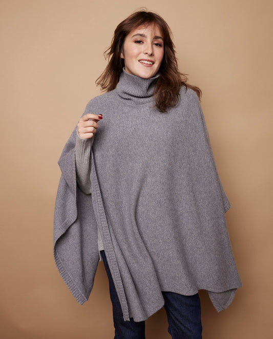 cape col roulé 100 cachemire Gris moyen