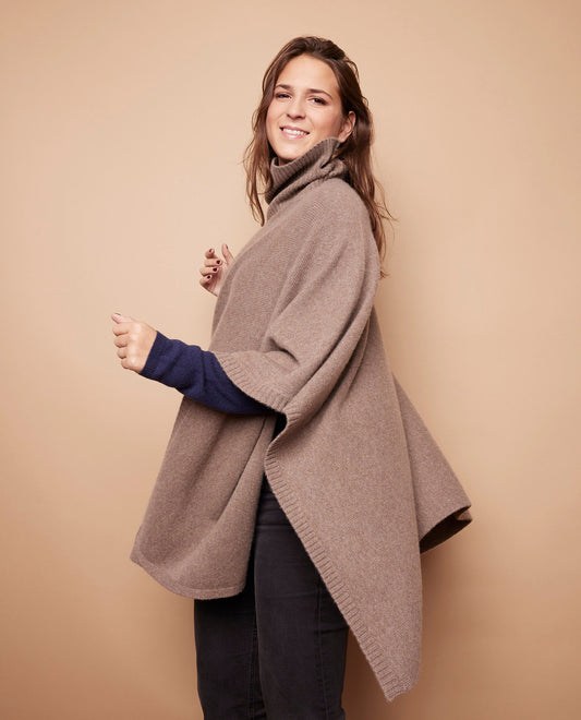 cape col roulé 100 cachemire Taupe