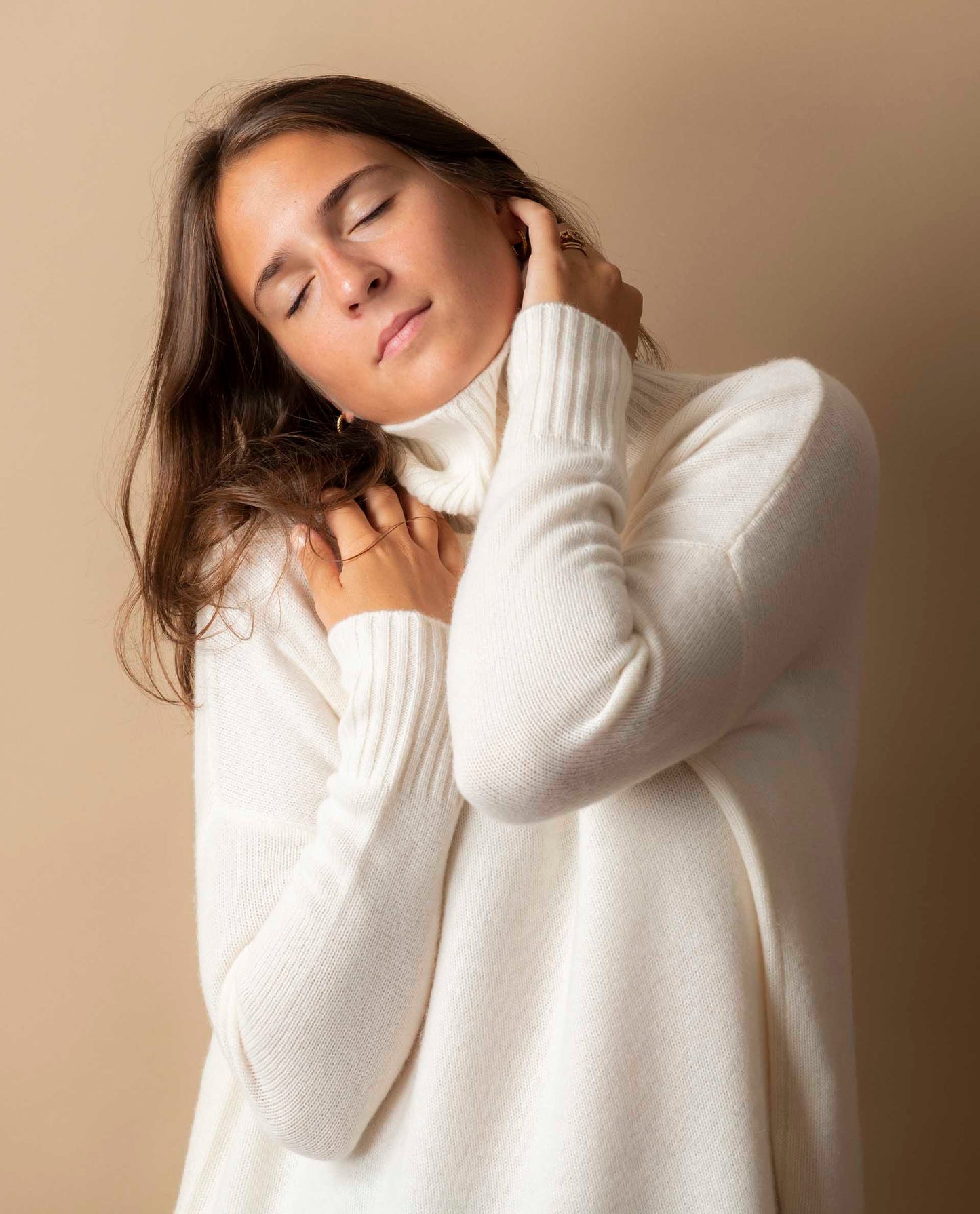 Pull col boule 100 cachemire Ecru