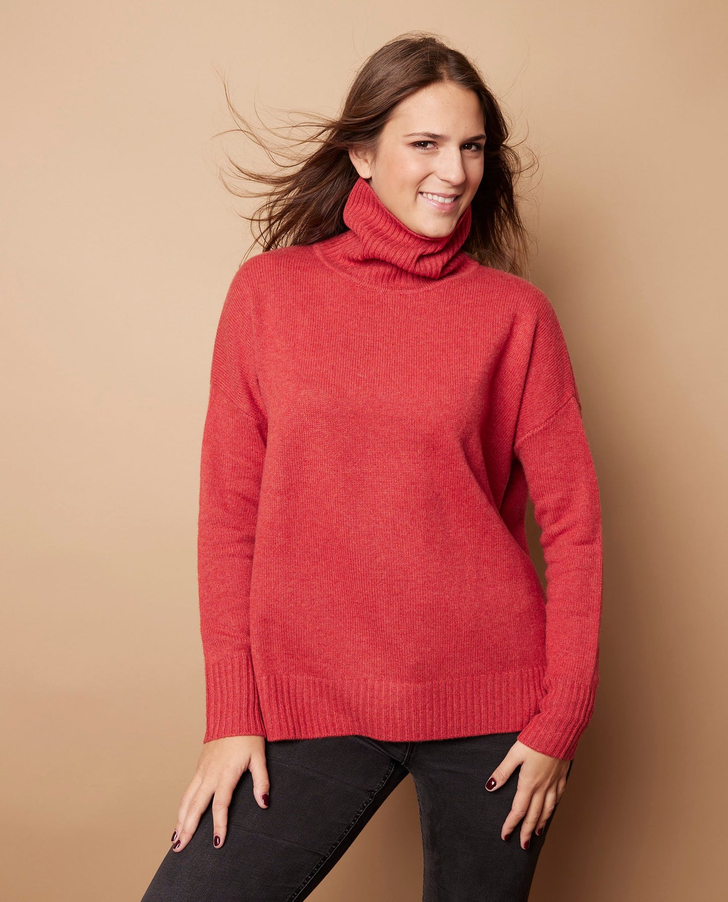 Pull col boule 100 cachemire sanguine