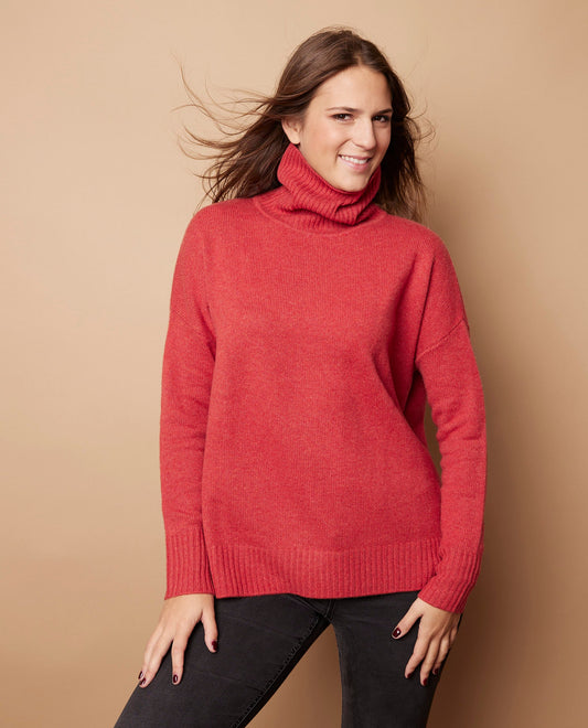 Pull col boule 100 cachemire sanguine