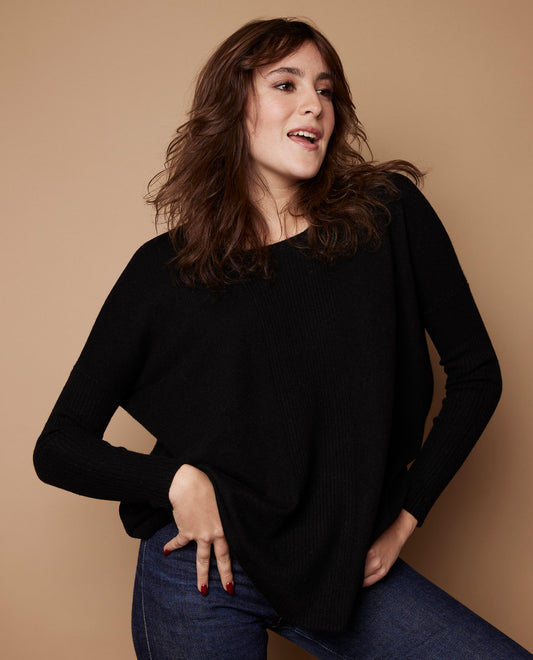 Pull poncho 100 cachemire Noir
