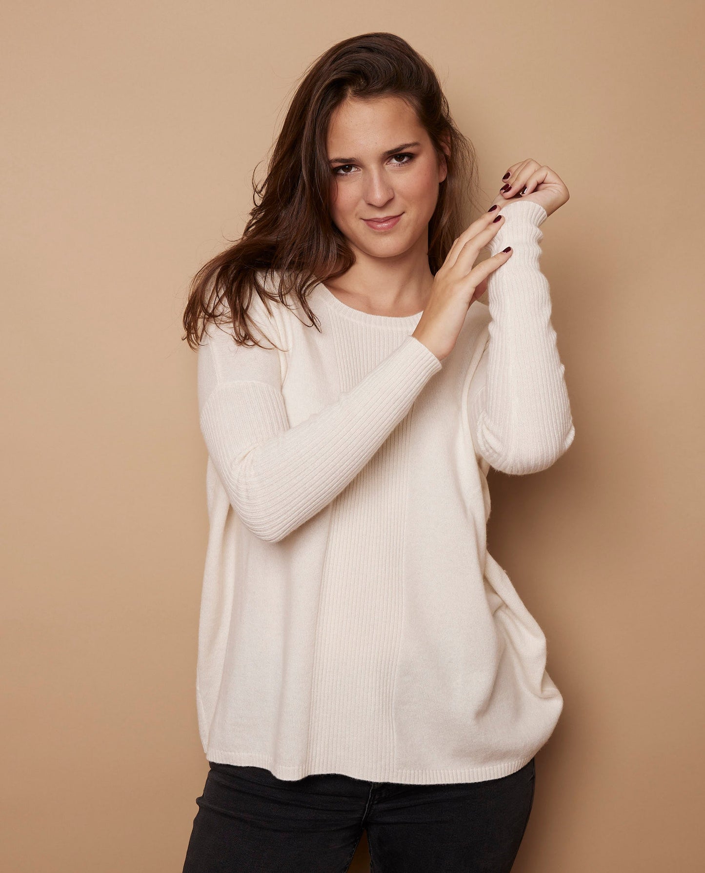 Pull poncho 100 cachemire Ecru