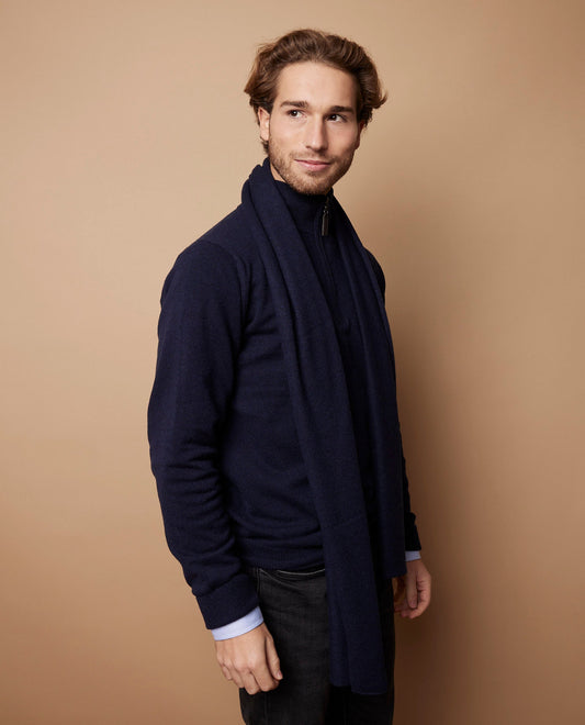 Echarpe 100 cachemire marine clair