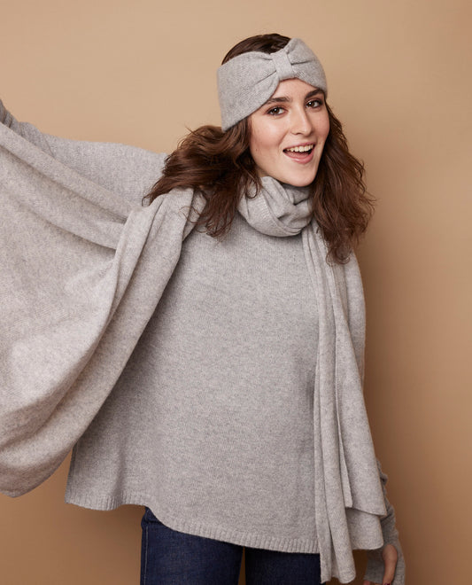 Echarpe longue 100 cachemire Gris clair