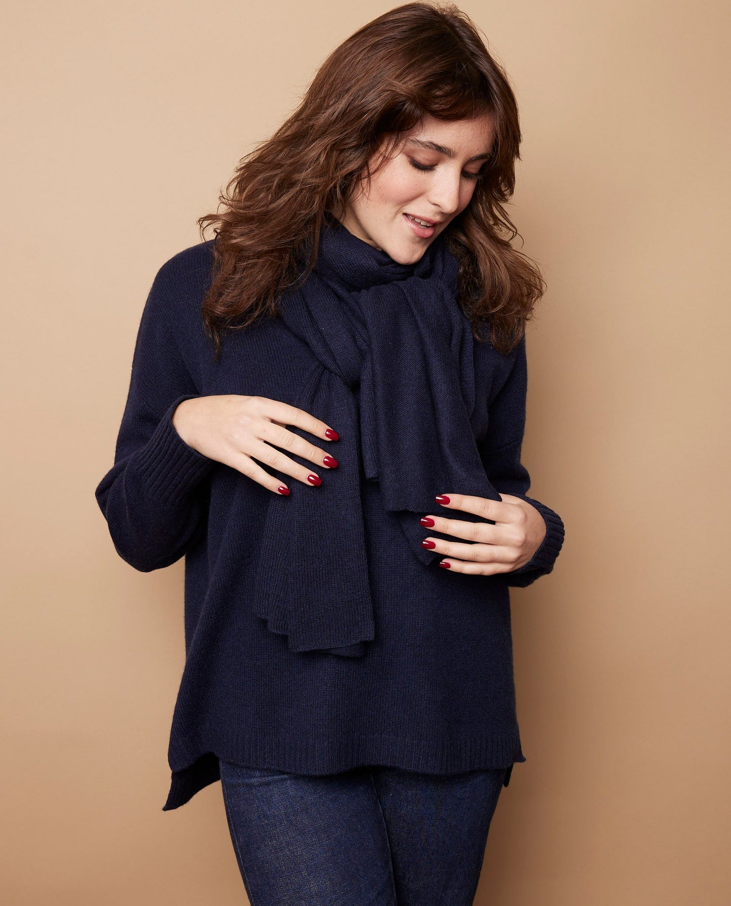 Echarpe longue 100 cachemire Marine