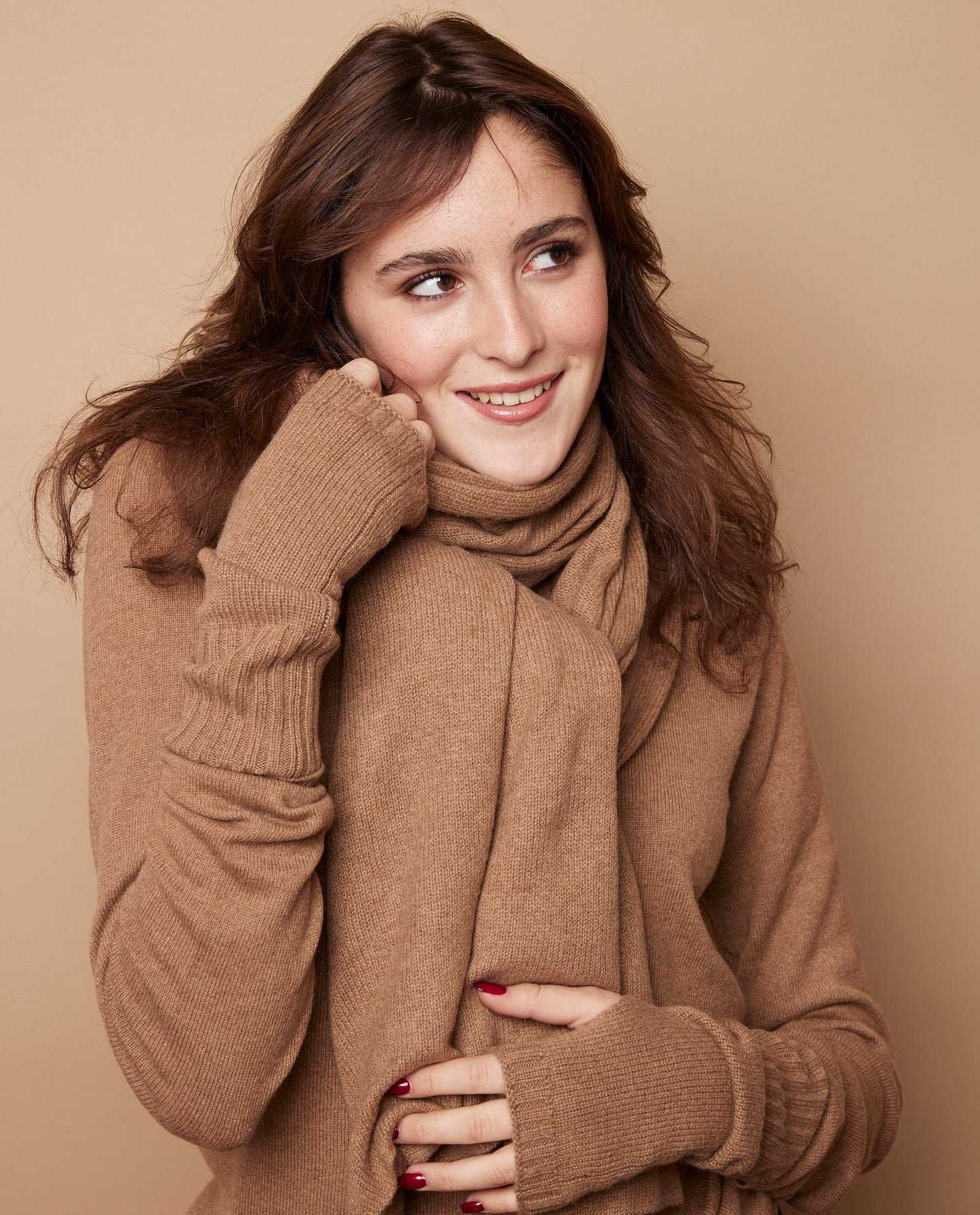 Echarpe longue 100 cachemire Camel