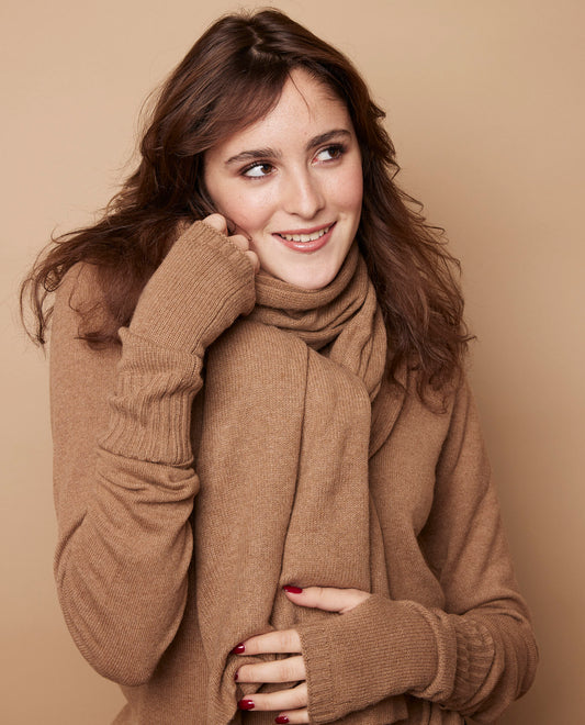 Echarpe longue 100 cachemire Camel