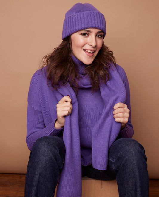 Echarpe longue 100 cachemire Violet