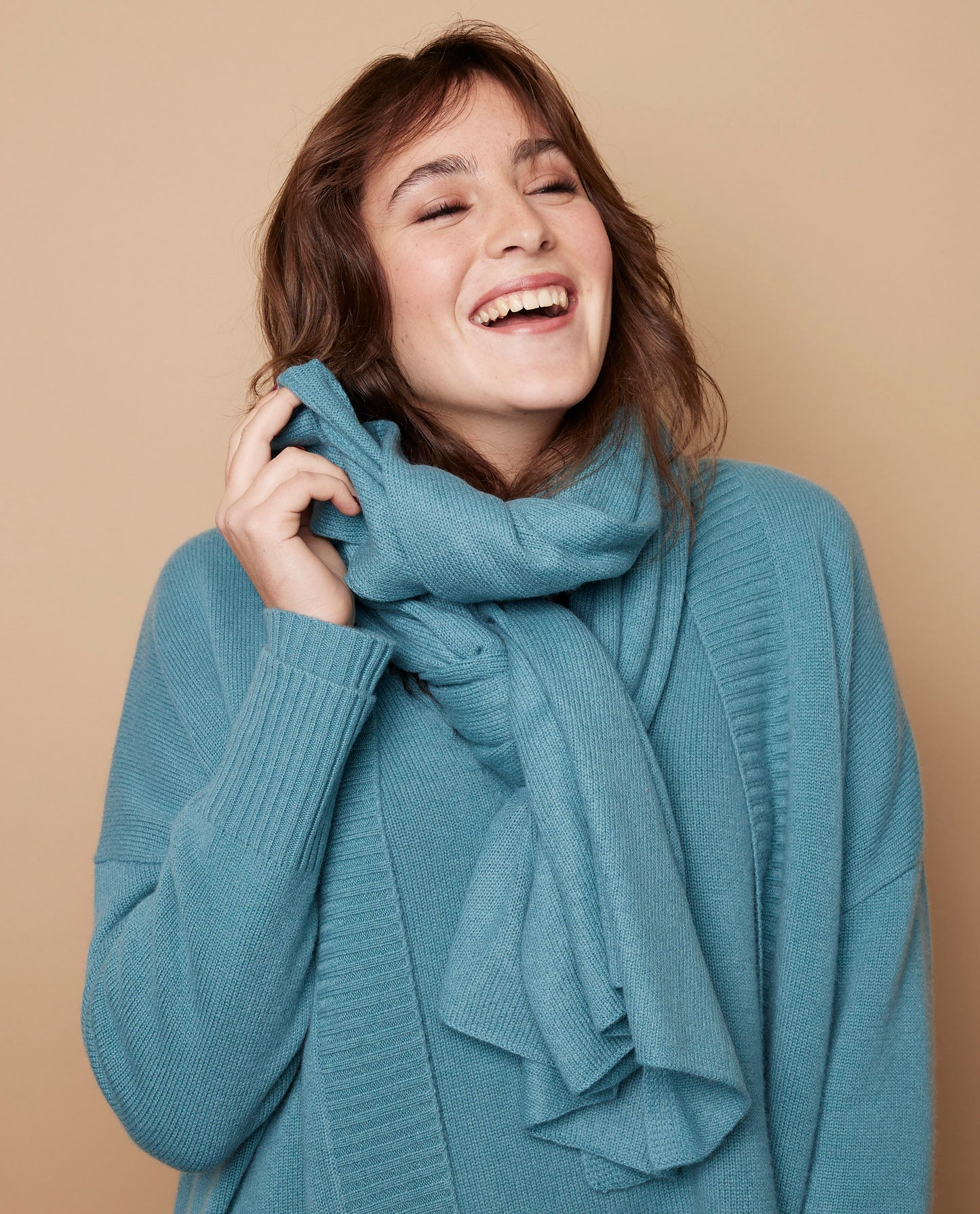 Echarpe longue 100 cachemire Vert grisé