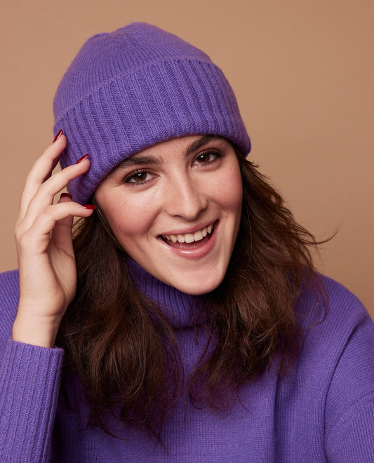 Bonnet 100 cachemire Violet