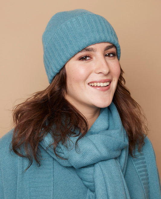 Bonnet 100 cachemire Vert grisé