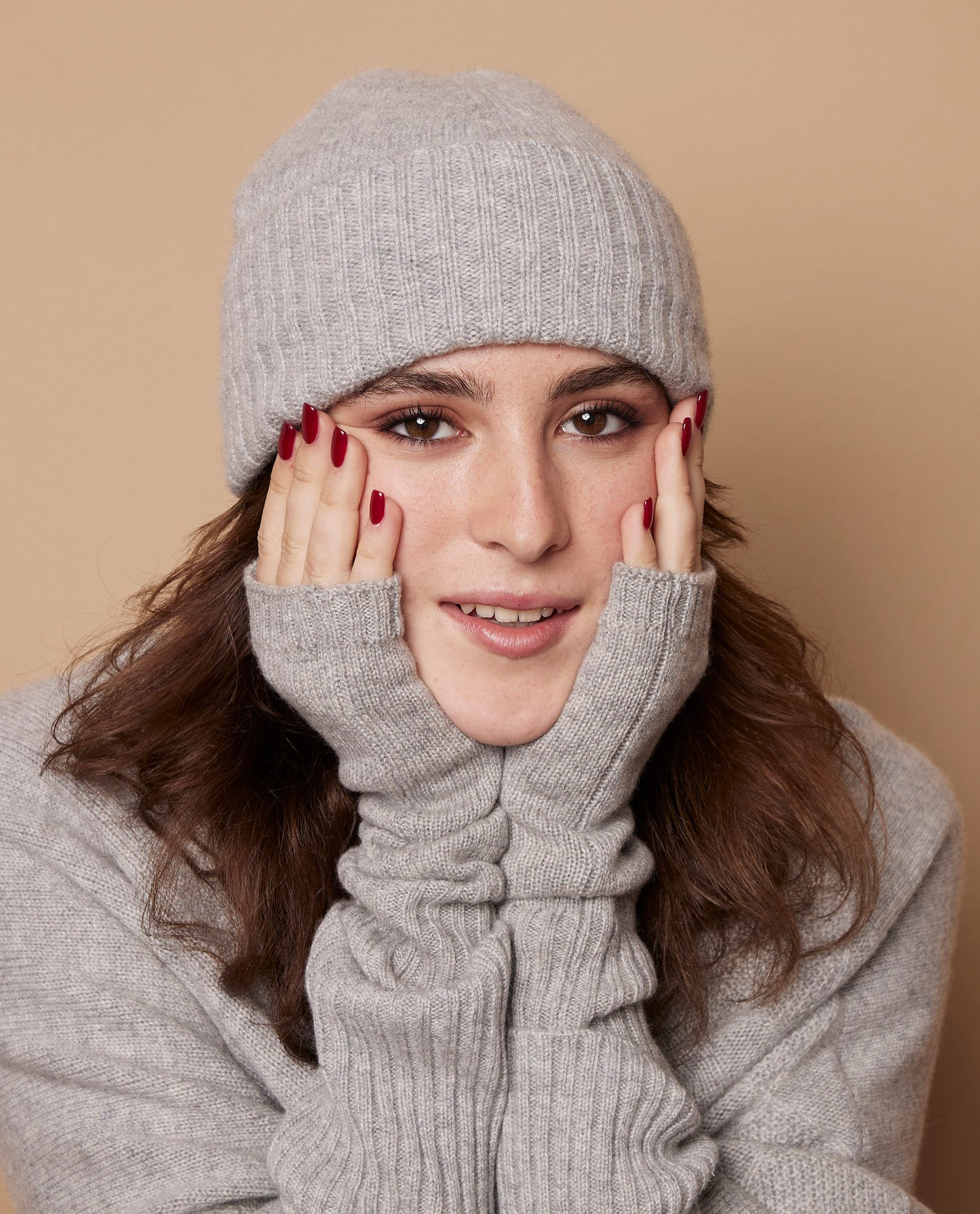 Mitaines 100 cachemire Gris clair